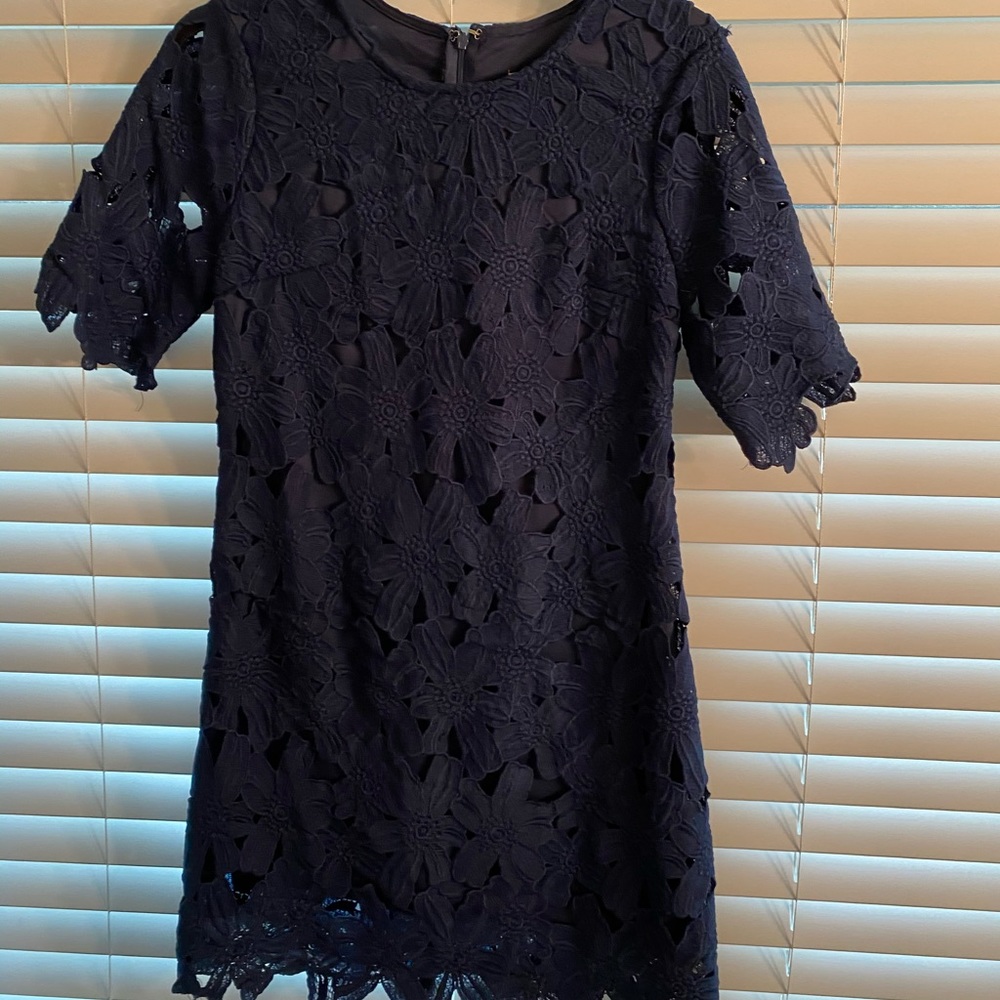 Blue lace mini dress